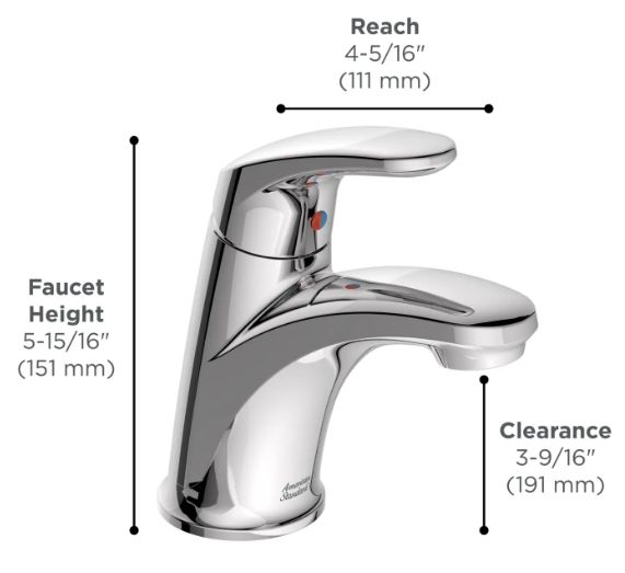 American Standard Colony® PRO Brushed Nickel Single Hole Single-Handle Bathroom Faucet with Less Drain and Lever Handle-2