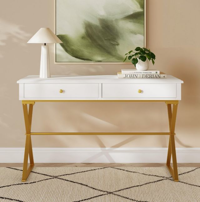 Linon Emma Gold/White Writing Desk-1