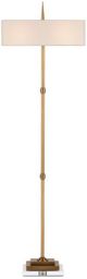 Currey & Company Caldwell Antique Brass/Off-White Floor Lamp-0