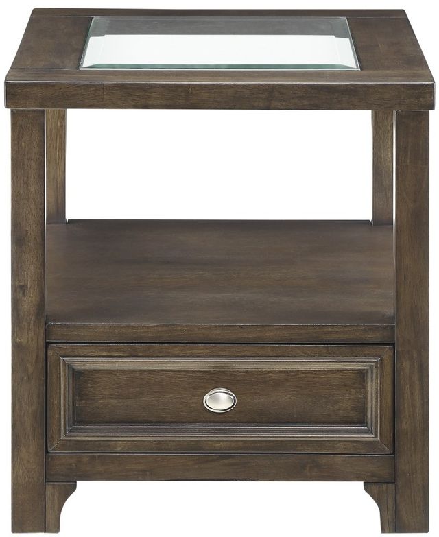 Homelegance® Auburn Glass Top End Table with Brown Cherry Base -2