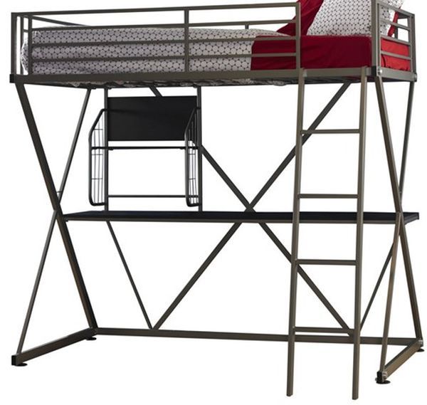 Powell® Henley Black/Pewter Twin Youth Loft Bed-3