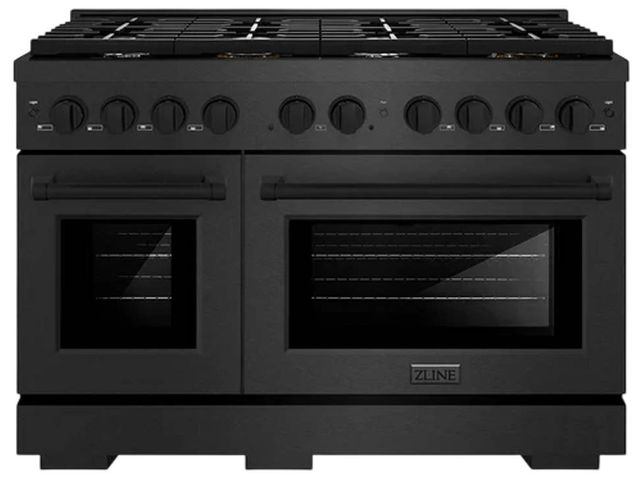 ZLINE Paramount 48" Black Satin Stainless Steel Double Oven Gas Range with 8 Brass Burners-0