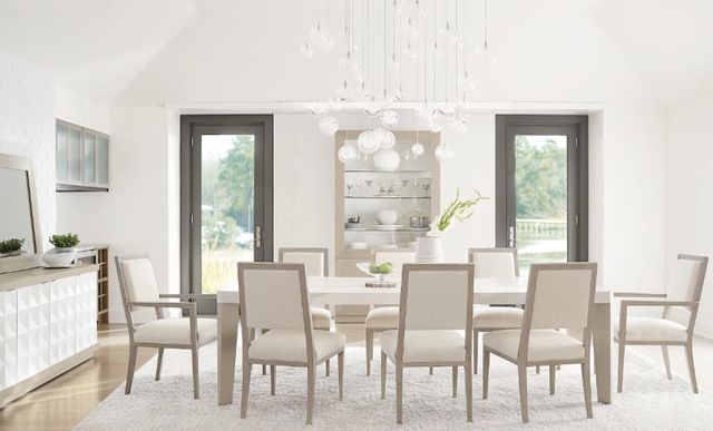 Bernhardt Axiom Beige/Linear Gray Dining Arm Chair-1