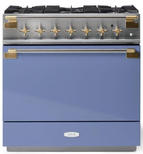 AGA™ Elise Series 36" Stainless Steel Pro Style Dual Fuel Range with Carnaby Blue Door-0