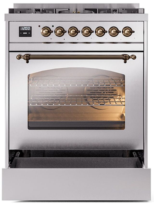 Ilve® Nostalgie II Series 30" Stainless Steel Pro Style Dual Fuel Range-3