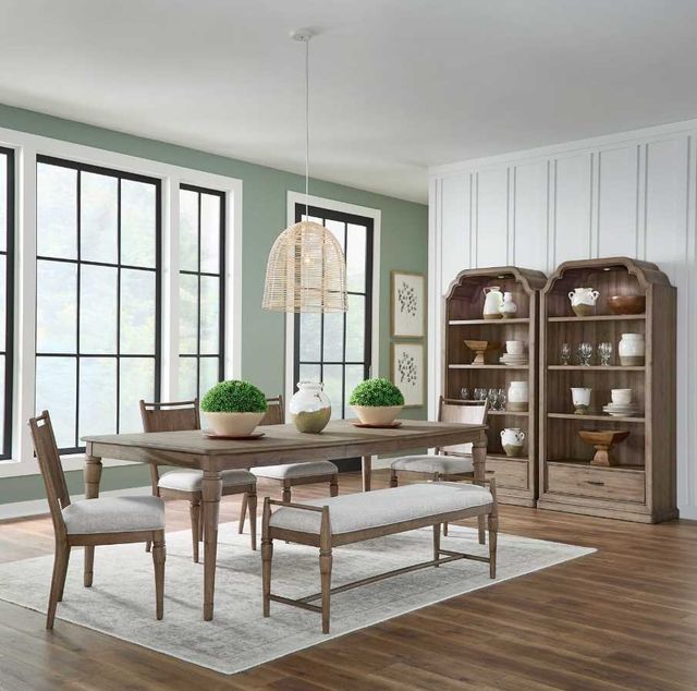 Liberty Furniture Hickory Grove 6-Piece Elliston Oatmeal/Heirloom Brown Rectangular Dining Table Set-1