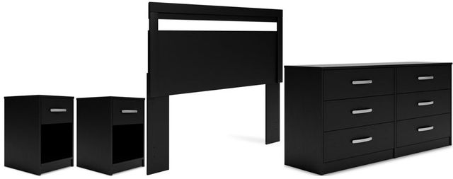 Signature Design by Ashley® Finch 4-Piece Black Queen Panel Headboard Bed Set-0