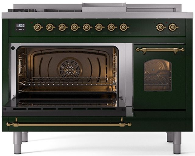 Ilve® Nostalgie II Series 48" Emerald Green Pro Style Dual Fuel Range-2
