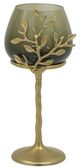 A & B Home Capri Gold Small Aluminum Leaf Glass Candle Holder-0