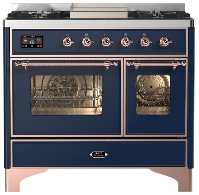 Ilve® Majestic III 40" Midnight Blue Pro Style Dual Fuel Natural Gas Range with Triple Glass Door and Copper Trim-0
