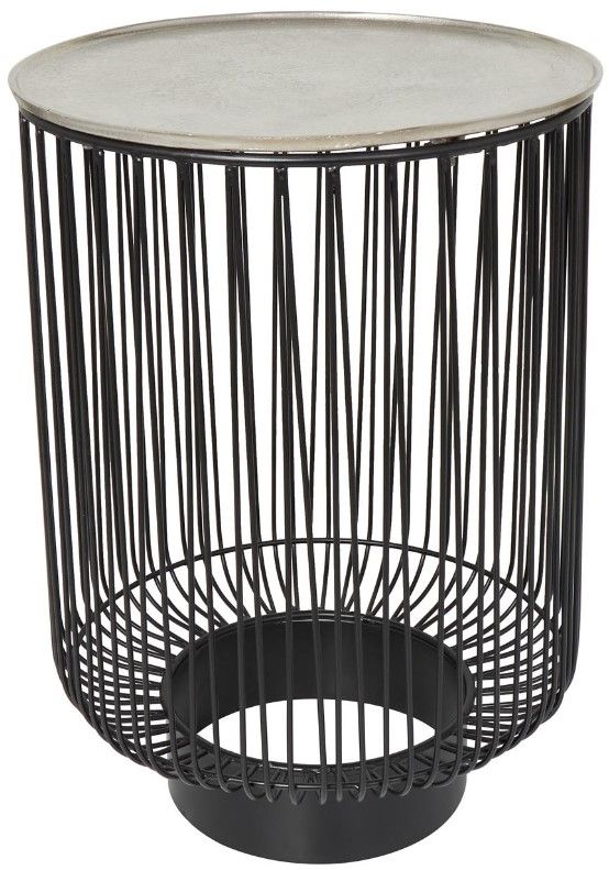Deco Marche Black/Silver Geometric Side Table-0