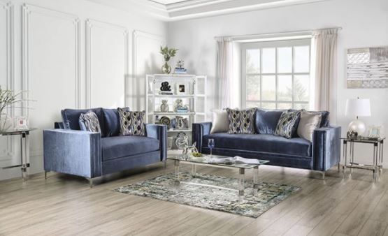 Furniture of America® Jodie Satin Blue Loveseat-1