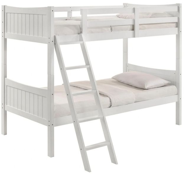 Elements International Sami White Twin Over Twin Bunk Bed-0