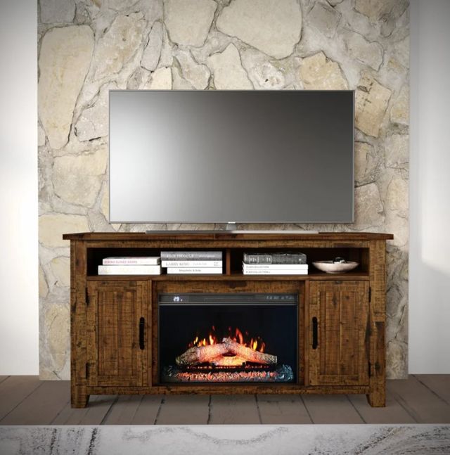 Jofran Inc. Cannon Valley Brown Electric Fireplace Media Console-1