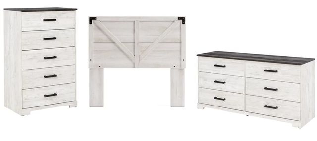 Signature Design by Ashley® Shawburn 3-Piece Charcoal Gray/Whitewash Full Panel Headboard Bedroom Set-0