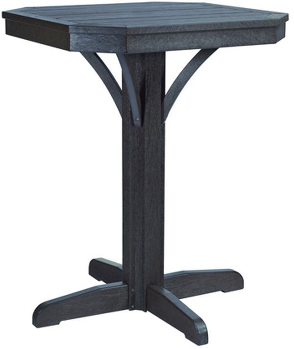 C R Plastic St. Tropez Black Square Counter Pedestal Table-0