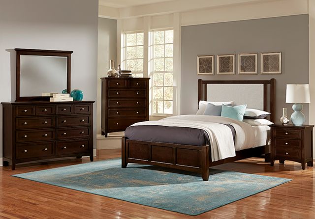 Vaughan-Bassett Bonanza Cherry/Gray King Upholstered Panel Bed-1