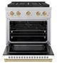 ZLINE Autograph Edition Paramount 30" 4.2 Cu. Ft. Satin Stainless Steel Dual Fuel Range with 4 Burner DuoPro™ Cooktop and Electric Convection Oven with White Matte Door and Champagne Bronze Accents-3