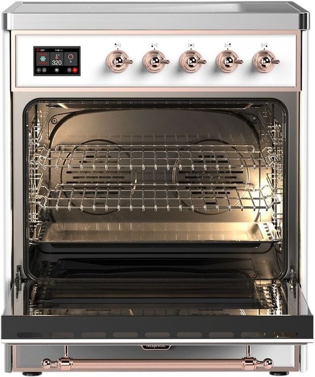 ve® Majestic III 30" White Pro Style Induction Range with Solid Door and Copper Trim-1