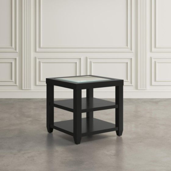 Jofran Inc. Urban Icon Glass Top End Table with Black Base-1