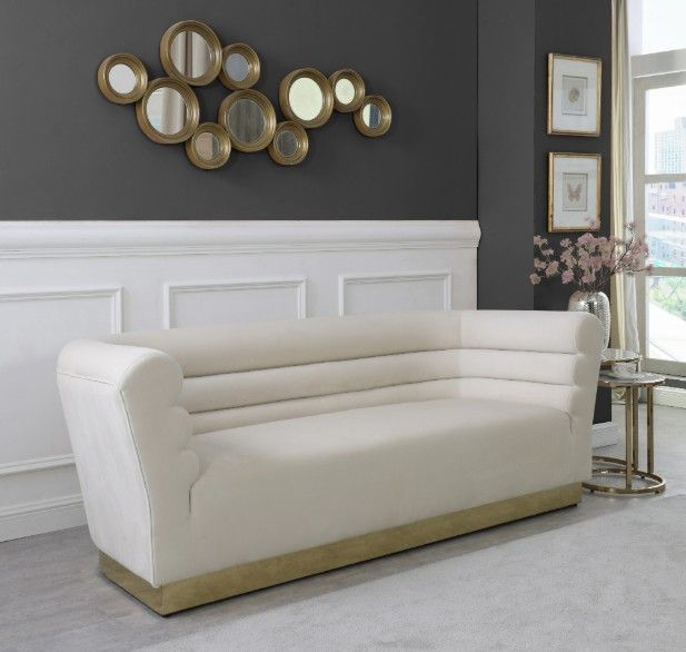 Meridian Furniture Bellini Cream Velvet Sofa-3