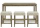 Okie Bar Console with 3 Stool Set-1