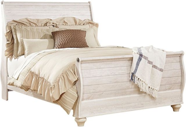 Signature Design by Ashley® Willowton 3-Piece Whitewash Queen Sleigh Bed Set-1