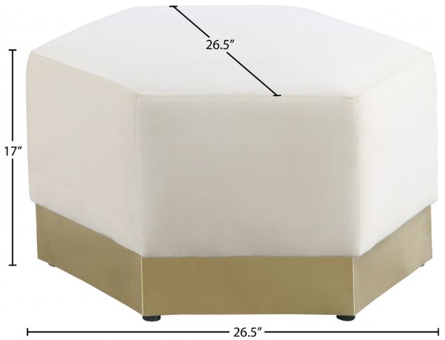 Meridian Furniture Marquis Cream Velvet Ottoman-2