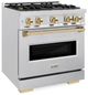 ZLINE Classic Autograph Edition 30" Stainless Steel Pro Style Gas Range with Polished Gold Accents-2