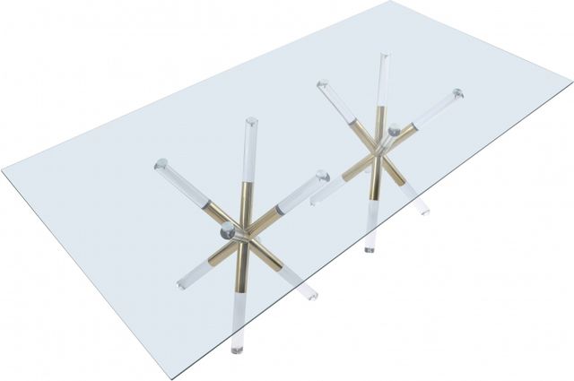 Meridian Furniture Mercury Glass Top Rectangular Dining Table with Acrylic/Gold Base-2