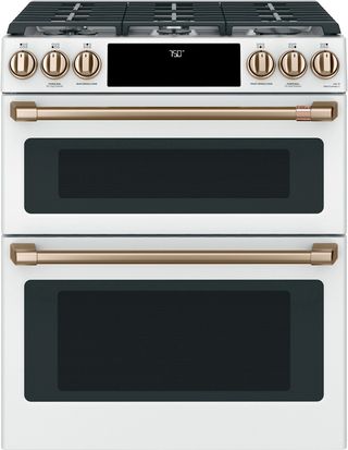 Café™ 30" Matte White Double Oven Slide In Gas Range
