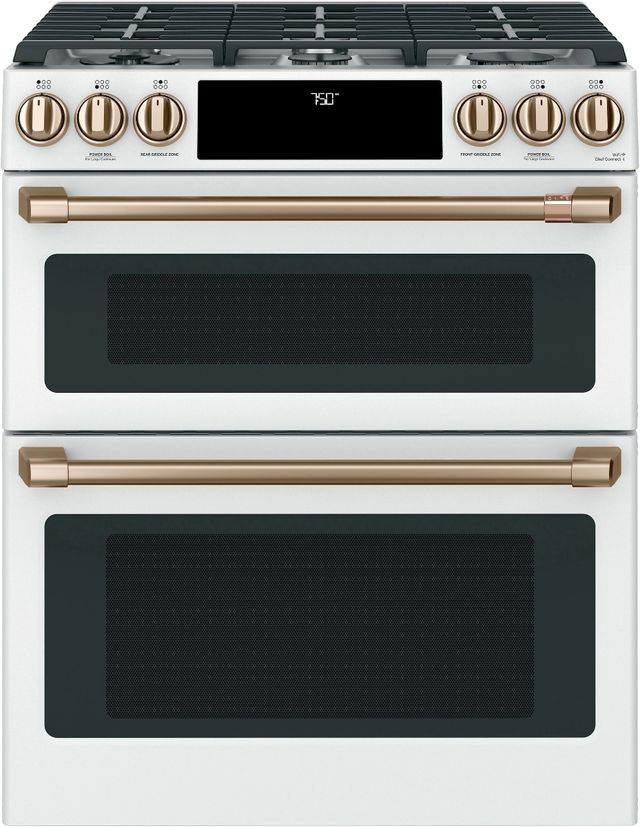 Café™ 30" Matte White Double Oven Slide In Gas Range-0