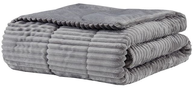 Olliix by Premier Comfort Parker Grey Corduroy Plush Down Alternative Throw-0