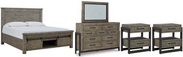 Signature Design by Ashley® Brennagan 5-Piece Gray California King Storage Panel Bed Set-0