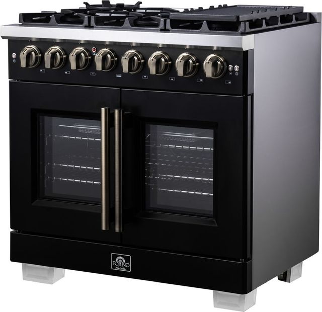 FORNO® Capriasca Series Alta Qualita 36" Black Pro Style Dual Fuel Range-2