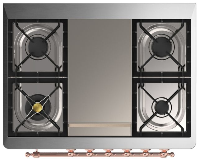 Ilve® Majestic III 36" Emerald Green Pro Style Dual Fuel Natural Gas Range with 6 Black Brass Burners and Copper Trim-3