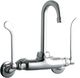 Elkay Chrome Foodservice 3-8" Adjustable Centers Wall Mount Faucet with 4" Gooseneck Spout and 6" Wristblade Handle-0