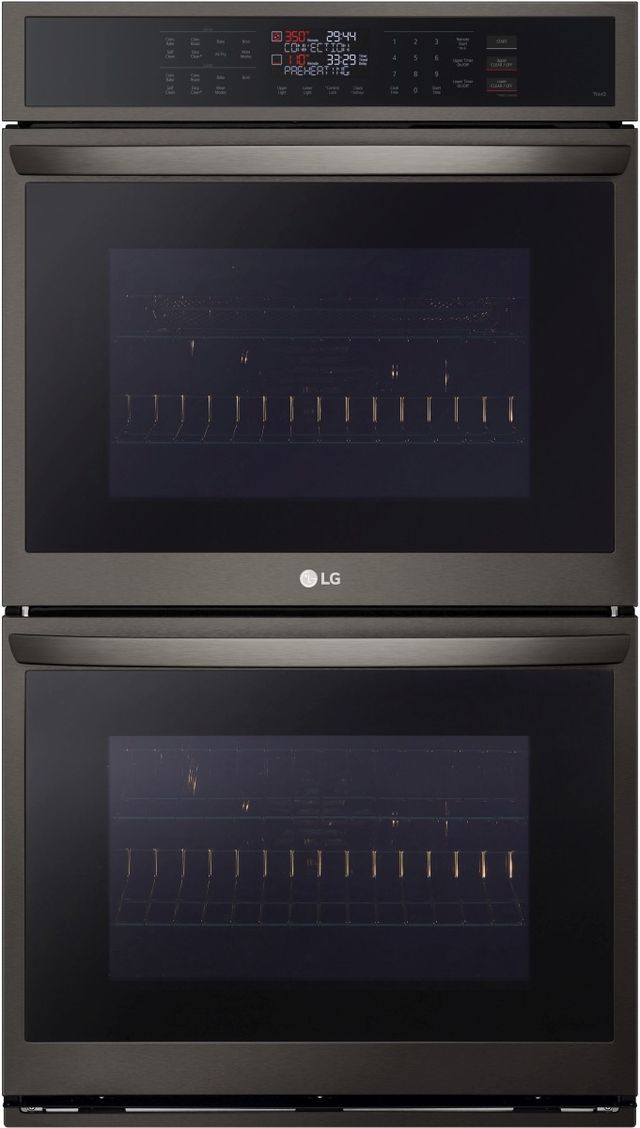 LG 30” PrintProof® Black Stainless Steel Built In Double Electric Wall Oven-0