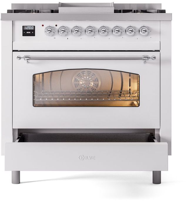 Ilve® Nostalgie II Series 36" White Pro Style Dual Fuel Range-3