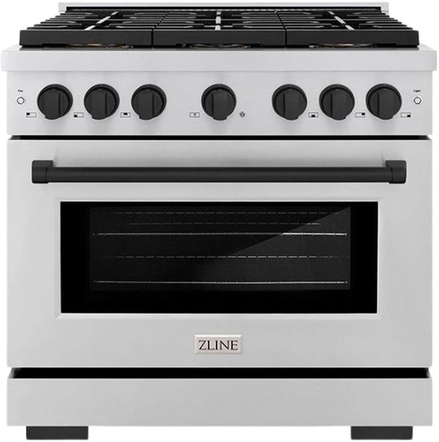 ZLINE Autograph Edition Paramount Series 36" Stainless Steel Pro Style Dual Fuel Range with Matte Black Accents -0