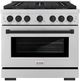 ZLINE Autograph Edition Paramount Series 36" Stainless Steel Pro Style Dual Fuel Range with Matte Black Accents -0