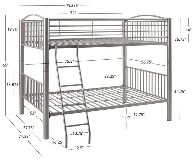 Powell® Heavy Metal Pewter Full Over Full Bunk Bed-2