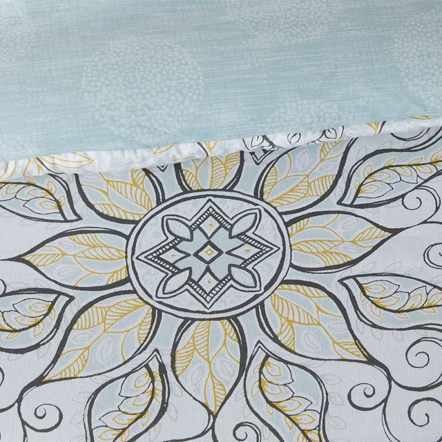 Olliix by Madison Park 7 Piece Seafoam King Lucinda Reversible Cotton Sateen Comforter Set-4