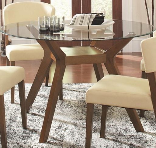 Coaster® Paxton Nutmeg Round Glass Top Dining Table-2