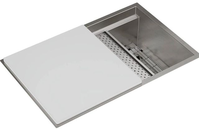 Elkay Circuit Chef® Workstation Stainless Steel 33" x 21" Single Bowl Undermount Sink Kit with White Polymer Boards-1