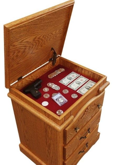 Wolfcraft Furniture Vintage Brown Nightstand with Flip Top-1