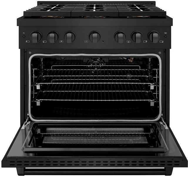 ZLINE Paramount Series 36" Black Stainless Steel Pro Style Gas Range with 6 Burner DuoPro™ Cooktop and Convection Gas Oven -1