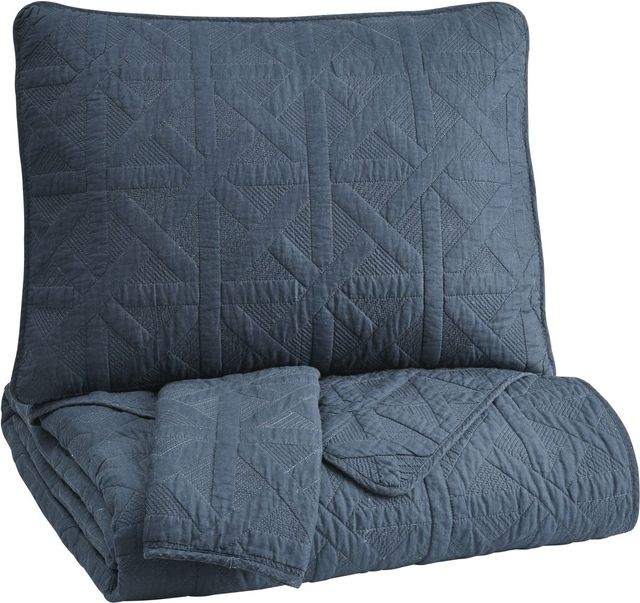Signature Design by Ashley® Guslea Rainstorm Blue Queen Coverlet Set-0