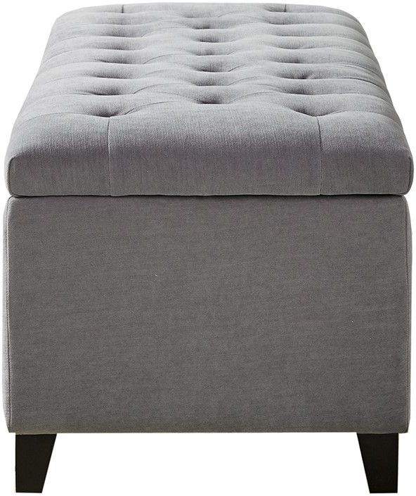 Olliix by Madison Park Grey Shandra Tufted Top Storage Bench-3