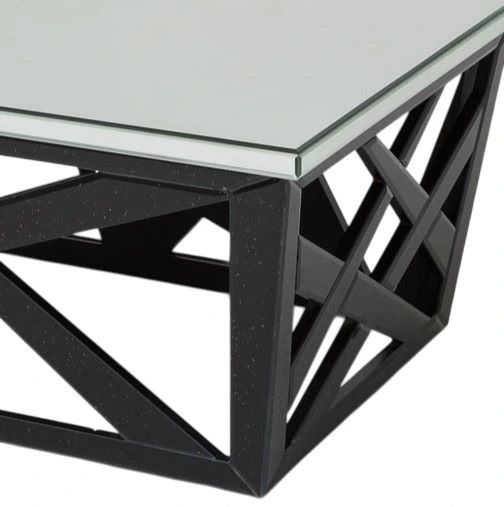 Michael Amini® Montreal™ Mirrored Cocktail Table with Black Base-2
